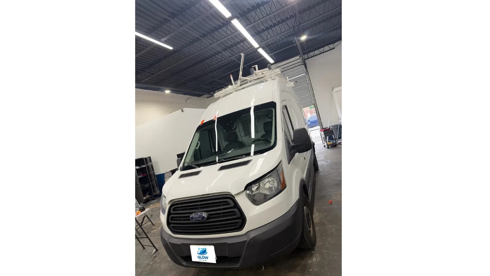 Ford Transit van after windshield replacement at Glow Auto Glass in Glen Burnie, MD